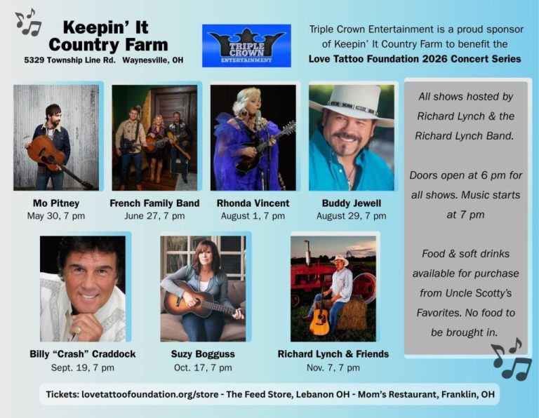 Keepin’ It Country Farm Announces Star-Studded 2026 “Love Tattoo Foundation Benefit Concert” Series